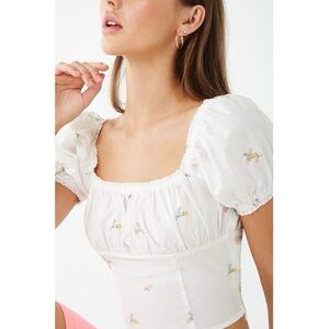 Forever 21-Floral White Women's Top-Size Small